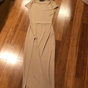 Prettylittlethings Nude Midi Dress